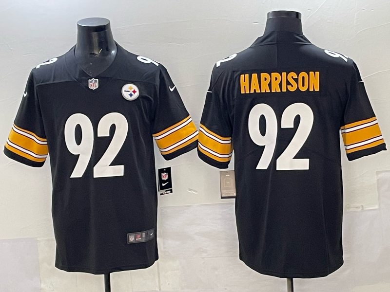 Men Pittsburgh Steelers 92 Harrison black Nike NFL Jersey 004